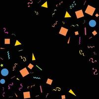 modèle de conception de concept de confettis jour férié heureux. illustration vectorielle de fond noir célébration. vecteur