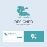 auto. main. Assurance. le transport. symbole d'icône de glyphe de logo d'entreprise de sécurité pour votre entreprise. cartes de visite turquoise avec modèle de logo de marque. vecteur