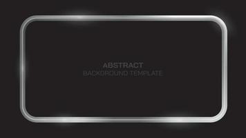 cadre rectangle en métal avec modèle d'effets brillants sur fond noir. vecteur