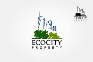 modèle de logo vectoriel de propriété eco city. c'est bon pour symboliser une propriété ou une entreprise de logement. illustration de logo vectoriel.