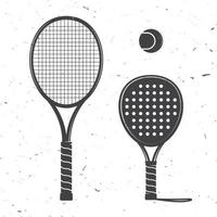 ensemble de raquettes de tennis et icône de balle de tennis. vecteur