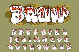 alphabet gras feu graffiti texte vecteur lettres