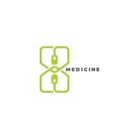 chaîne liée chevauchement ligne capsule médecine symbole logo vecteur