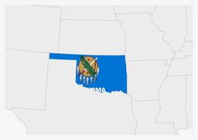 carte de l'état américain de l'oklahoma mise en évidence dans les couleurs du drapeau de l'oklahoma vecteur