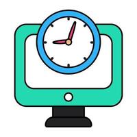 une icône du design plat de l'horloge de l'ordinateur vecteur