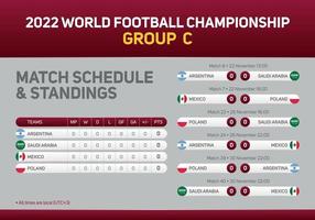 Affiche du calendrier des matchs du groupe c du championnat du monde de football du qatar 2022 pour le web imprimé et les médias sociaux. coupe du monde 2022 vecteur