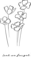 fleurs sauvages. échantillons. fond blanc et illustration vecteur