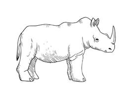 illustration dans le style d'encre d'art de rhinocéros vecteur