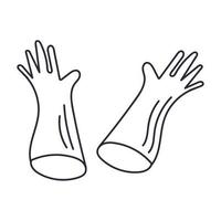 gants en caoutchouc pour le nettoyage dans un style doodle dessiné à la main. illustration vectorielle sur fond blanc. vecteur