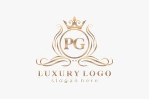 modèle de logo de luxe royal de lettre pg initiale dans l'art vectoriel pour le restaurant, la royauté, la boutique, le café, l'hôtel, l'héraldique, les bijoux, la mode et d'autres illustrations vectorielles.