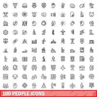 Ensemble d'icônes de 100 personnes, style de contour vecteur