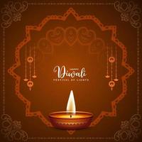 beau joyeux festival de diwali salutation fond avec diya vecteur