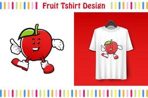 conception de t-shirt, personnage mignon de fruits sur la chemise, illustration vectorielle colorée dessinée à la main, style cartoon vecteur