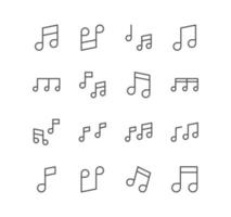 ensemble d'icônes de partitions et de sons, volume, tonalité, musique, mélodie, chanson et vecteurs de variété linéaire. vecteur
