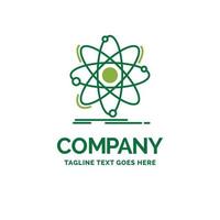 atome. la science. chimie. la physique. modèle de logo d'entreprise plat nucléaire. conception de marque verte créative.