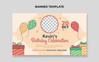 modèle de bannière de célébration d'anniversaire pour enfants. convient pour une invitation d'anniversaire ou tout autre événement pour enfants vecteur