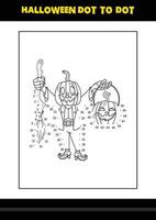 coloriage point à point d'halloween pour les enfants. conception de page de coloriage d'art en ligne pour les enfants. vecteur