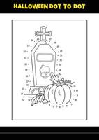 coloriage point à point d'halloween pour les enfants. conception de page de coloriage d'art en ligne pour les enfants. vecteur