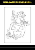 compétence de dessin d'halloween pour les enfants. coloriage de compétences de dessin d'halloween pour les enfants. vecteur