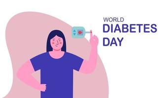 fond de la journée mondiale du diabète, compteur de glycémie et concept de production d'insuline vecteur