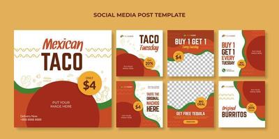 modèle de publication sur les médias sociaux taco mexicain. bannière de nourriture pour restaurant de cuisine mexicaine vecteur