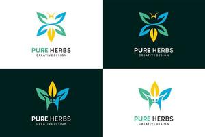 création de logo à base de plantes naturelles avec concept d'illustration icône feuille créative vecteur