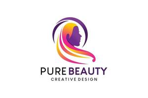 création de logo de salon de coiffure ou de soins capillaires avec concept créatif dessiné à la main vecteur