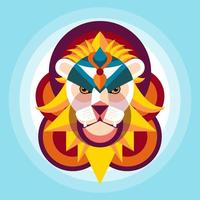 tête de lion dans des illustrations créatives de style plat coloré vecteur