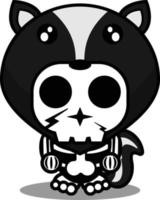 illustration vectorielle de mascotte costume dessin animé personnage animal homme skunk crâne mignon vecteur