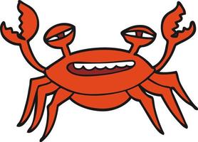 crabe de dessin animé de personnage de doodle vecteur