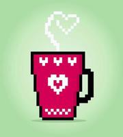 Image de logo de tasse à café pixel 8 bits. boire en illustration vectorielle pour l'icône du jeu. vecteur