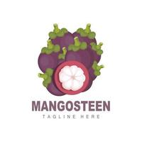 création de logo de mangoustan, vecteur de fruits frais pour la santé de la peau, illustration de marque de magasin de fruits et médecine naturelle de la peau