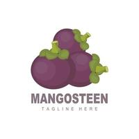 création de logo de mangoustan, vecteur de fruits frais pour la santé de la peau, illustration de marque de magasin de fruits et médecine naturelle de la peau