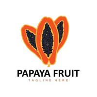 création de logo de papaye, vecteur de fruits vitaminés, icône d'illustration de marque de produits de fruits