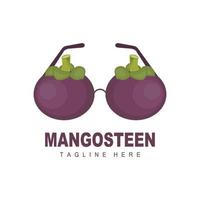 création de logo de mangoustan, vecteur de fruits frais pour la santé de la peau, illustration de marque de magasin de fruits et médecine naturelle de la peau