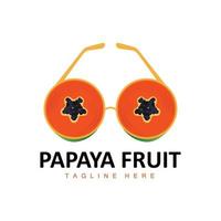 création de logo de papaye, vecteur de fruits vitaminés, icône d'illustration de marque de produits de fruits