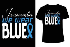 en novembre, nous portons un modèle de vecteur de conception de t-shirt de sensibilisation au diabète bleu