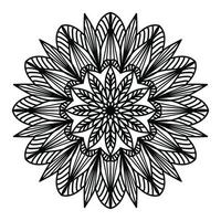 mandala noir, arrière-plan de conception de mandala ornemental de luxe, conception de mandala, conception de papier peint d'art de livre de coloriage de modèle de mandala, modèle de tuile, carte de voeux, mandala noir et blanc vecteur