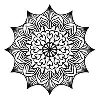 mandala noir, arrière-plan de conception de mandala ornemental de luxe, conception de mandala, conception de papier peint d'art de livre de coloriage de modèle de mandala, modèle de tuile, carte de voeux, mandala noir et blanc vecteur