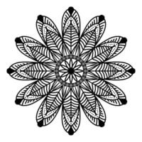 mandala noir, arrière-plan de conception de mandala ornemental de luxe, conception de mandala, conception de papier peint d'art de livre de coloriage de modèle de mandala, modèle de tuile, carte de voeux, mandala noir et blanc vecteur