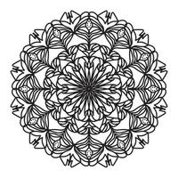 mandala noir, arrière-plan de conception de mandala ornemental de luxe, conception de mandala, conception de papier peint d'art de livre de coloriage de modèle de mandala, modèle de tuile, carte de voeux, mandala noir et blanc vecteur