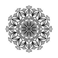 mandala noir, arrière-plan de conception de mandala ornemental de luxe, conception de mandala, conception de papier peint d'art de livre de coloriage de modèle de mandala, modèle de tuile, carte de voeux, mandala noir et blanc vecteur