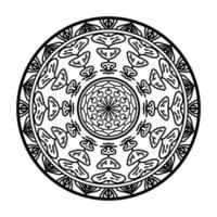 mandala noir, arrière-plan de conception de mandala ornemental de luxe, conception de mandala, conception de papier peint d'art de livre de coloriage de modèle de mandala, modèle de tuile, carte de voeux, mandala noir et blanc vecteur