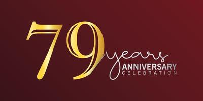 79e anniversaire célébration logotype numéro couleur or avec fond de couleur rouge. anniversaire de vecteur pour la célébration, carte d'invitation et carte de voeux