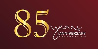 85e anniversaire célébration logotype numéro couleur or avec fond de couleur rouge. anniversaire de vecteur pour la célébration, carte d'invitation et carte de voeux
