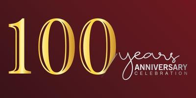 100e anniversaire célébration logotype numéro couleur or avec fond de couleur rouge. anniversaire de vecteur pour la célébration, carte d'invitation et carte de voeux