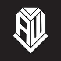 création de logo de lettre aw sur fond noir. aw concept de logo de lettre initiales créatives. conception de lettre aw. vecteur