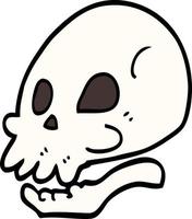 crâne de dessin animé de personnage de doodle vecteur