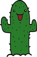 cactus de dessin animé de personnage de doodle vecteur