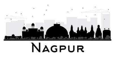 silhouette noire et blanche des toits de la ville de nagpur. vecteur